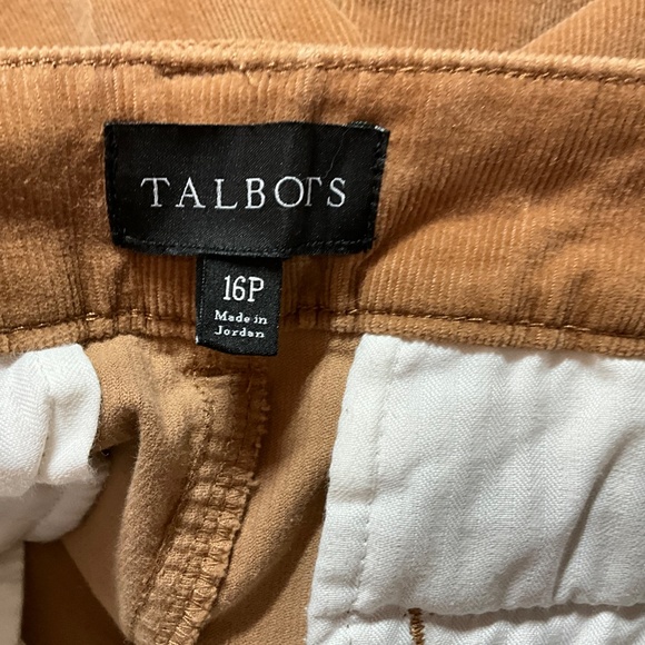 TALBOTS Cotton Stretch Corduroy Straight Leg Pants in Almond Buff US Sz 16P - Picture 6 of 12